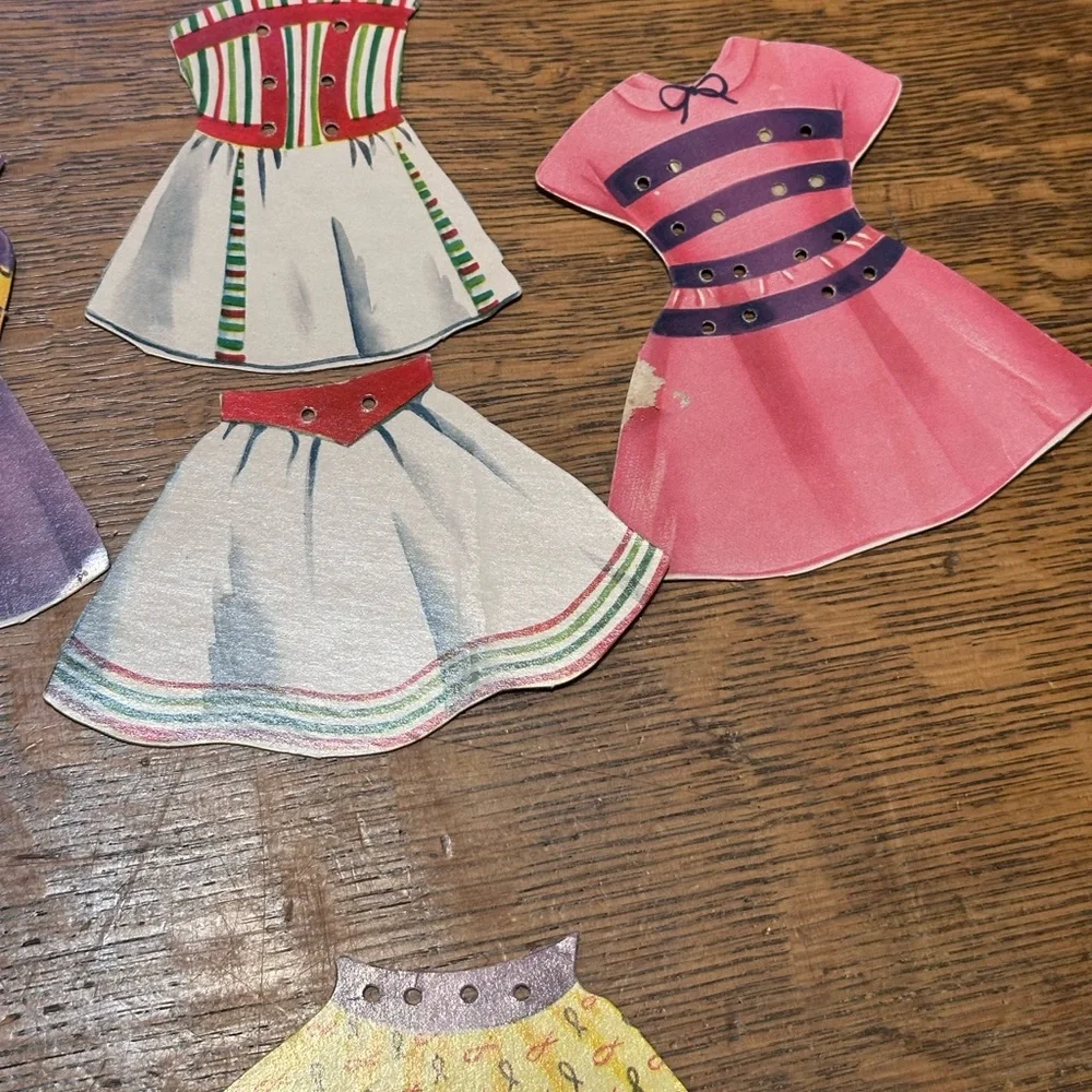 Paper Dolls with Lace-On Costumes for Little Girls Saalfield 1955 Vintage 36 pcs
